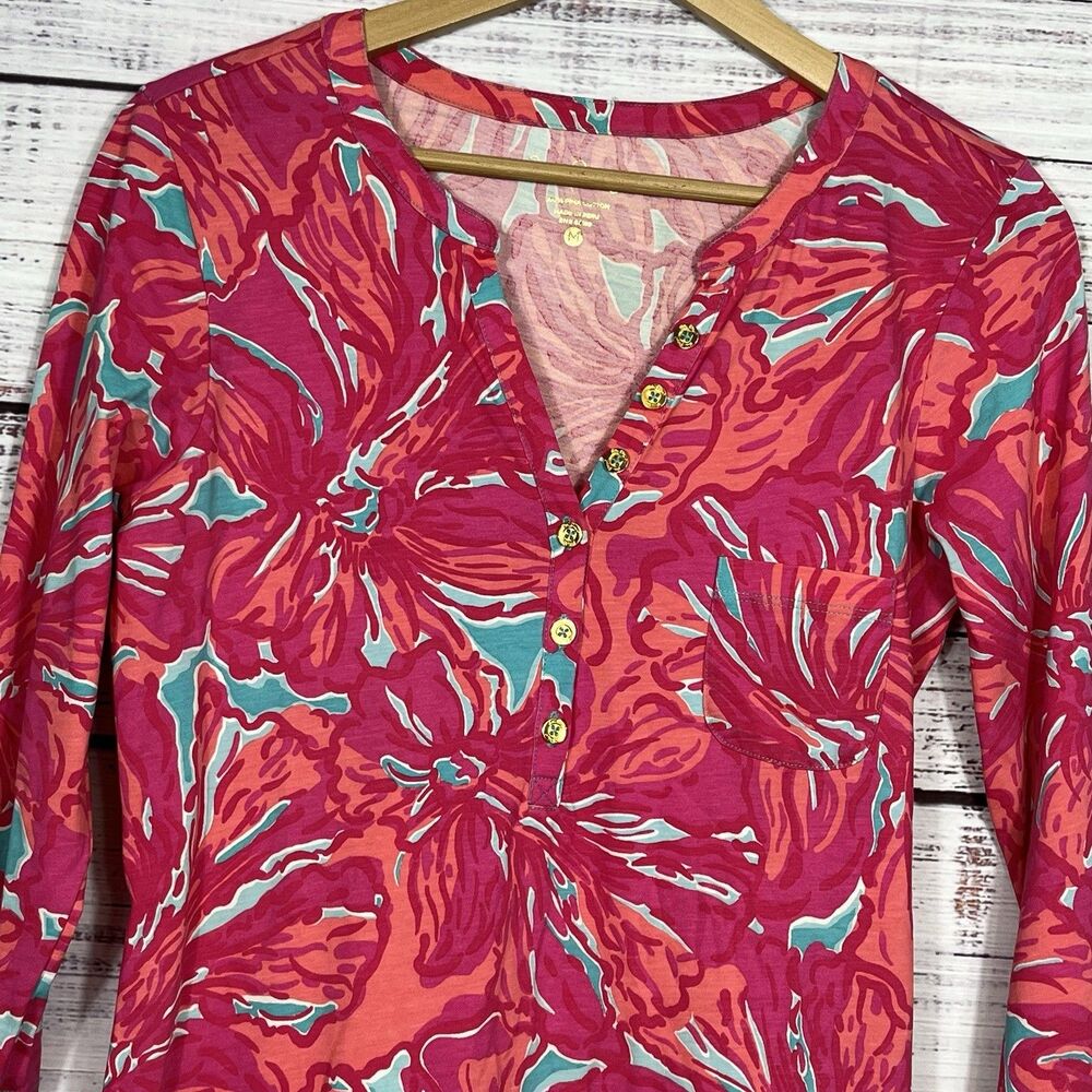 Lilly Pulitzer Alessia Dress Womens M Pima Cotton Pink Floral Flirty Sea Resort